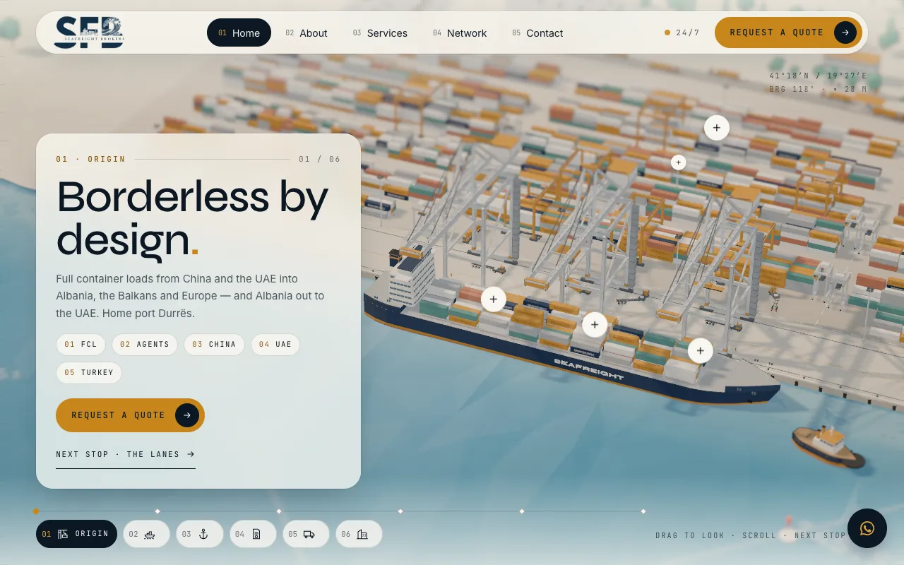 SeaFreight: a freight port you can fly through